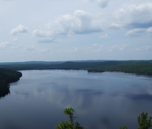 View of Big Crow Lake from fire tower hill.