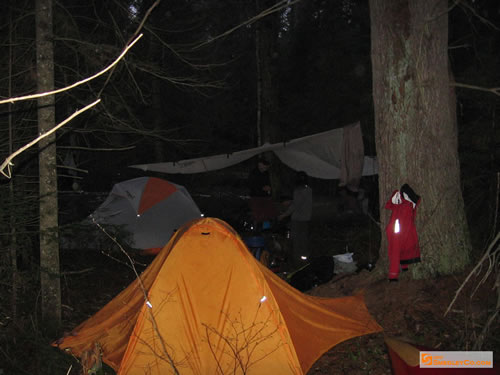 Campsite in the dark.
