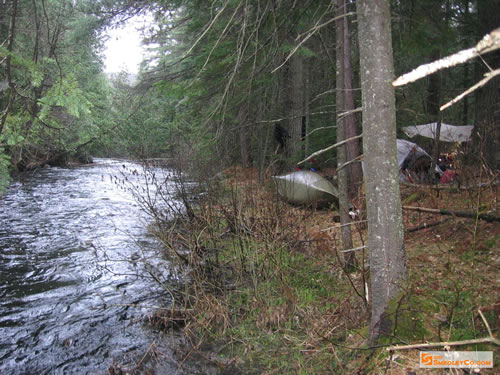 Campsite on the riverbank.