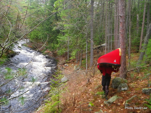 Riverbank portage route.