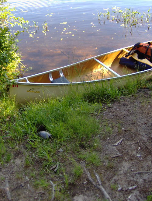Canoe at Big Rock to Byers portage.