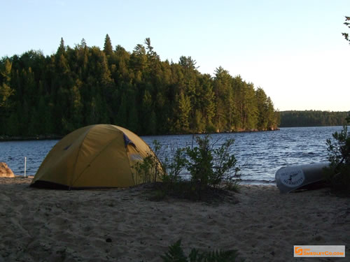 Tent setup on the beach.