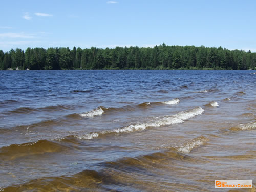 Waves hitting the beach.