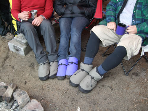 Puffy camp booties.