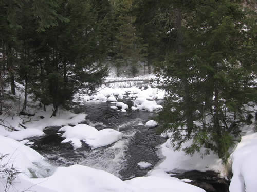 Pardee Lake rapids/waterfall.