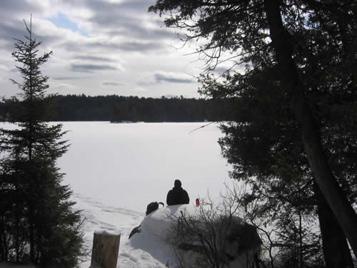 Mike takes a break and enjoys the winter solitude.