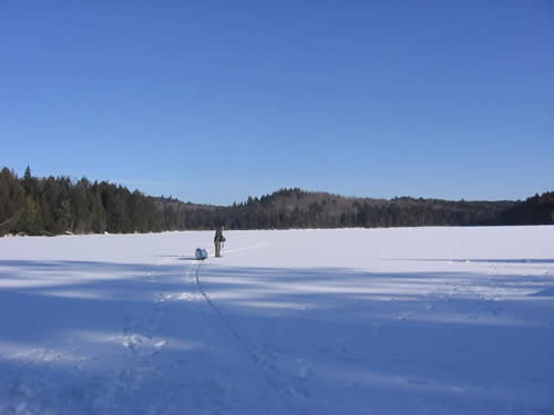 Mark leaving our camp site on Head Lake.