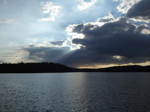 Clouds moving away.