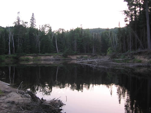 Still river at dusk.