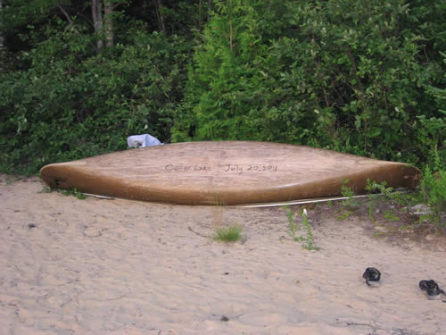 Canoe on beach.