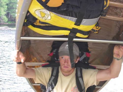 Jim with the canoe.