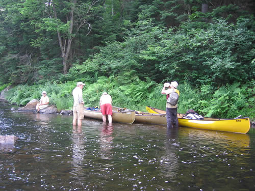 Water break on the river bank.