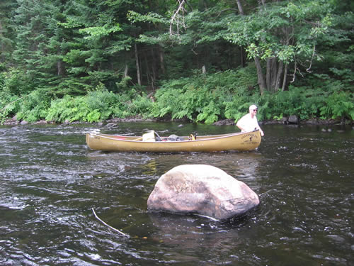 Jim didn't do all the work. Yours truly wading a river section.