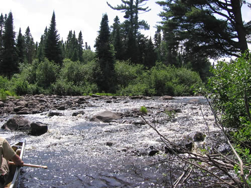 Bottom end of a rocky stretch.