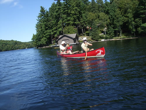 Paddling busy Lake of Bays.