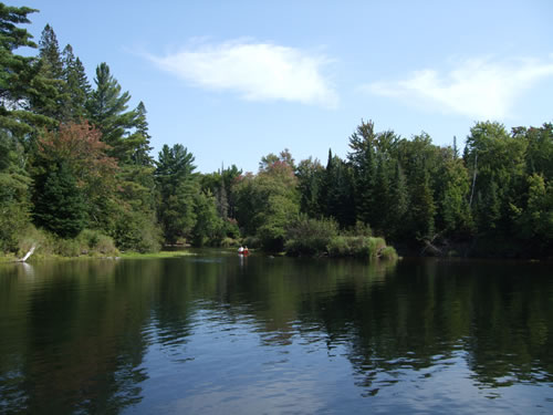 Jeff and Markus, easy paddling along the river.