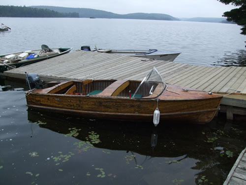 Motor boats at Smoke Lake dock.