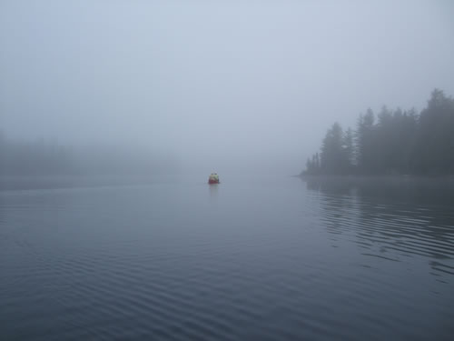 MarkS and John disappear into the fog.