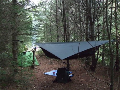 Camp setup along the path.