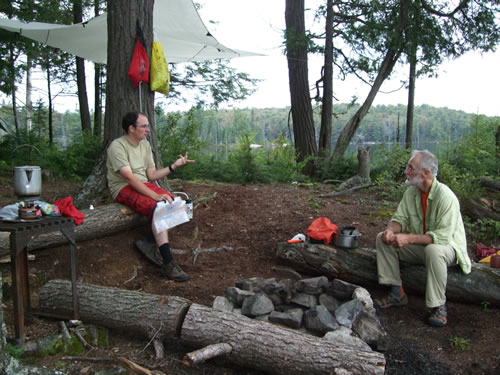 Chatting before the rain came.