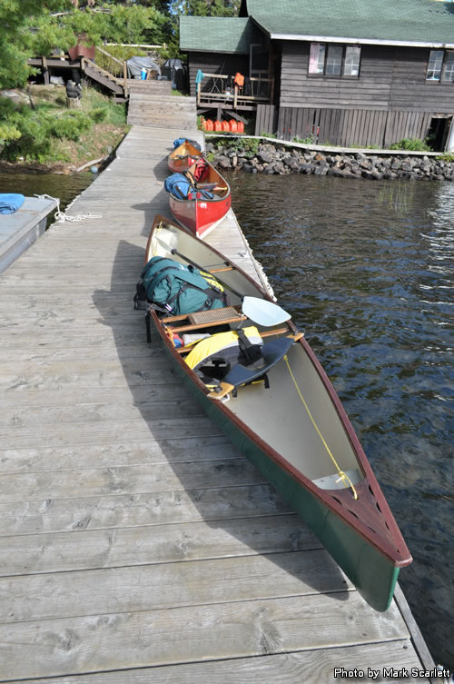 Our canoes on the Pathfinder dock.