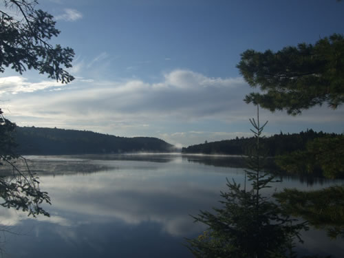 Morning mist clearing on Potter Lake.