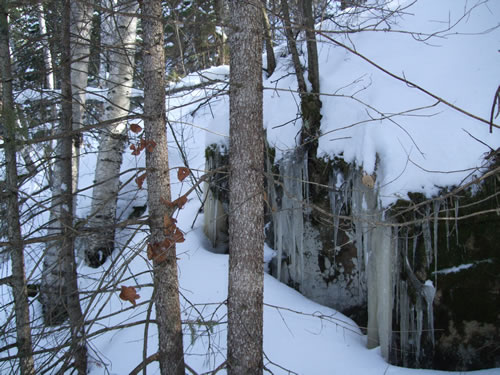 The cliffy surroundings of Pinetree Lake.