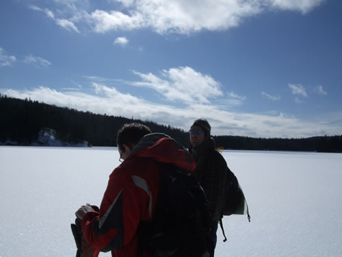 Markus and Jeffrey looking out on Pinetree Lake.