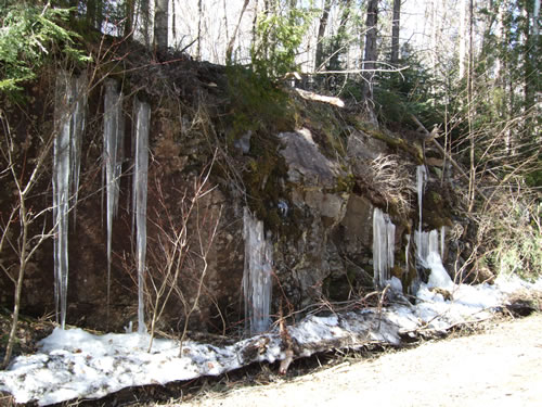 Ice and snow was still to be found in shadier places.