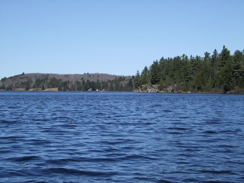 North shore of Brule Lake and cottages.