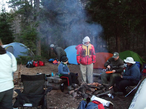 Dinner time around the camp fire.