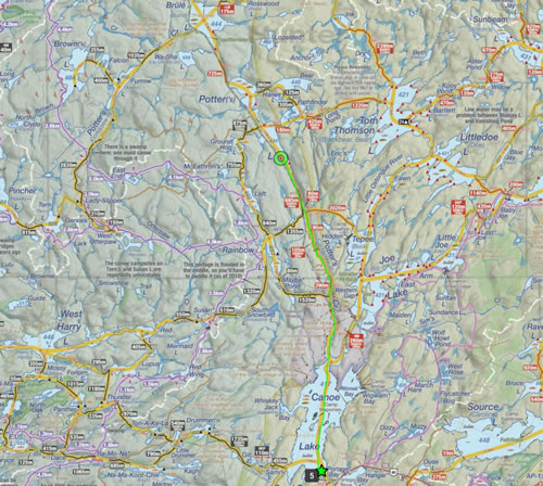 Map - Canoe Lake, Potter Lake, Brule Lake.