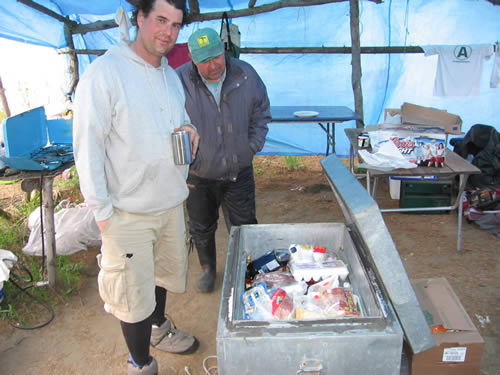 Bo and Markus inspect the grub box.