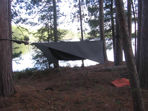 Hammock with lakeside view.