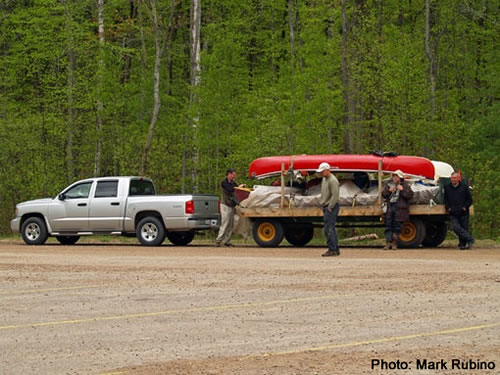 Truck and wagon on the way out.