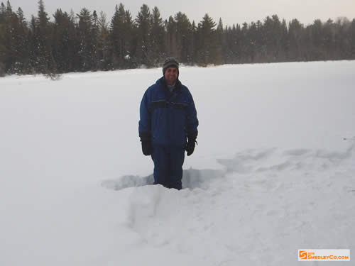 Markus playing in the deep snow.