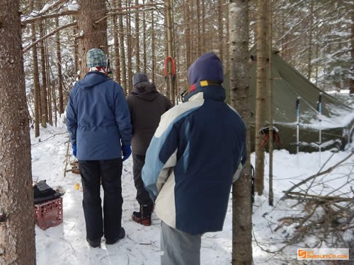 The first visitors arrive and get a tour of camp.