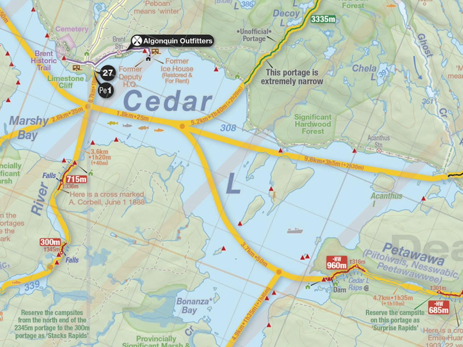 Algonquin Park Access Points Map Trip Log 005 - Cedar Lake, Algonquin Park :: Smedleyco.com