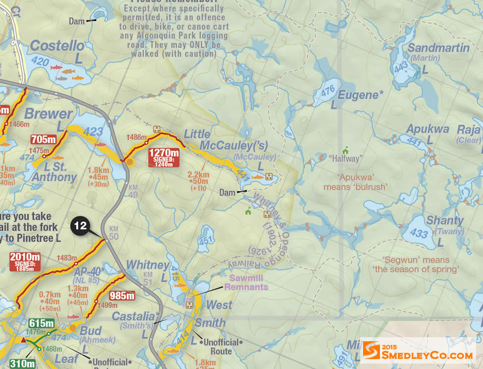 Algonquin Access Points Map Trip Log 033 - Winter Camping 2015 :: Smedleyco.com